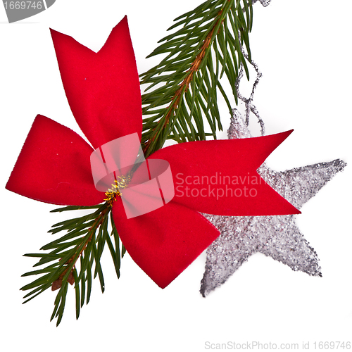 Image of decorated Christmas tree branch