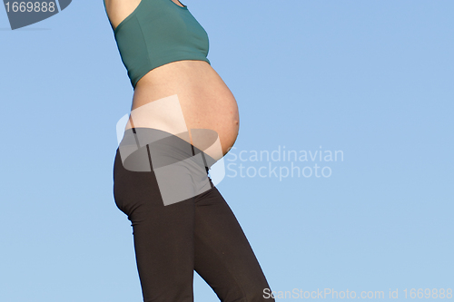 Image of pregnant woman on meadow