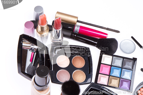 Image of set of cosmetic makeup products