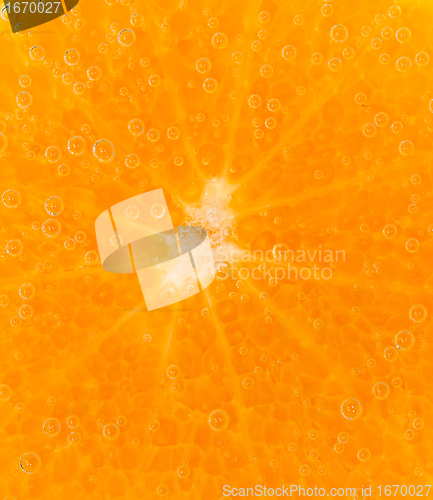 Image of mandarine with bubbles