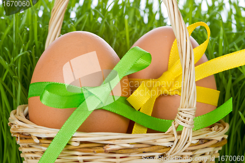 Image of basket with easter eggs