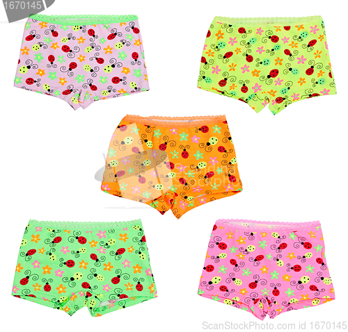 Image of A collage of five colored panties