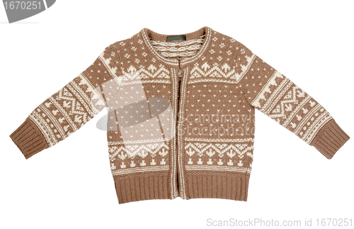Image of Brown knitted sweater with a pattern