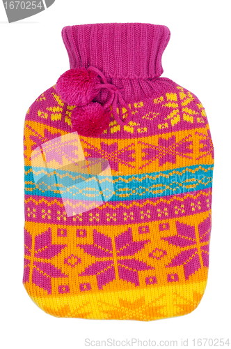 Image of rubber hot water bottle in a knitted cover color