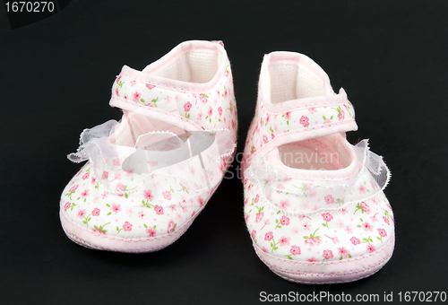 Image of A pair of baby pink slippers