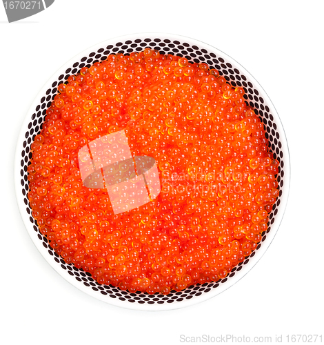 Image of A plate full of fresh red caviar