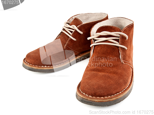 Image of a pair of brown suede shoes