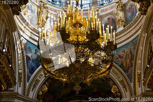 Image of Gold chandelier in the old church