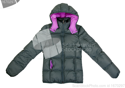 Image of Female gray winter jacket with a hood
