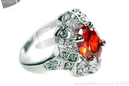 Image of Silver ring with red stone