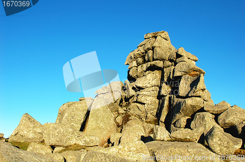 Image of Huge rocks against blue sky