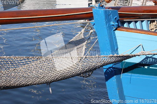 Image of Bow of schooner, old wooden boat