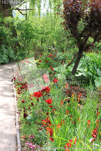 Image of flower garden in spring