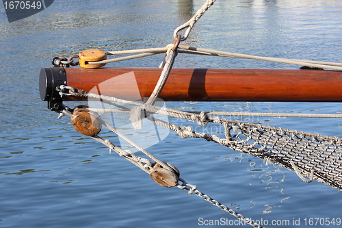 Image of Bow of schooner, old wooden boat