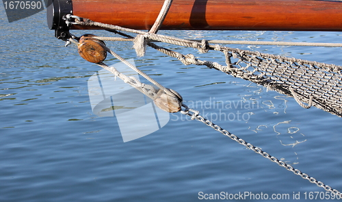 Image of Bow of schooner, old wooden boat