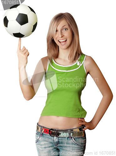 Image of happy girl with soccer ball