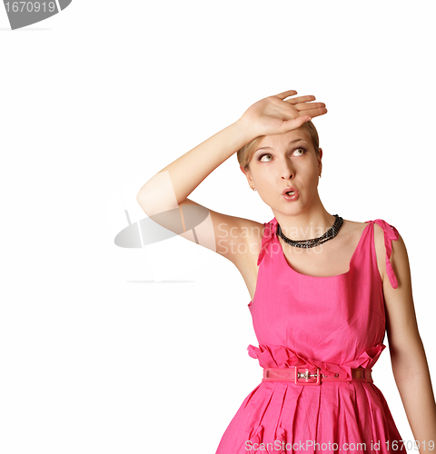 Image of surprised girl in pink