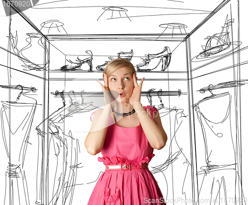 Image of surprised girl in pink