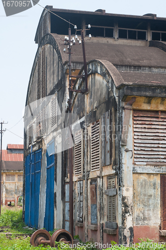 Image of Old, abandoned locomotive hall