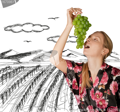 Image of woman with grapes