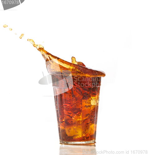 Image of cola glass and cola splashing