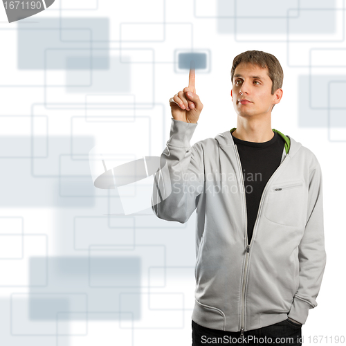 Image of man pushs the button