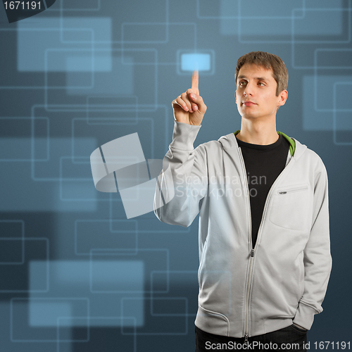 Image of man pushs the button
