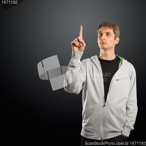 Image of man pushs the button