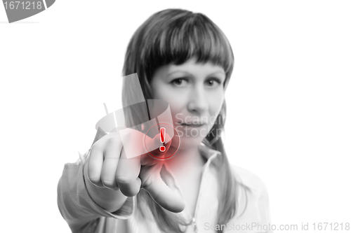 Image of Young girl shows the index finger