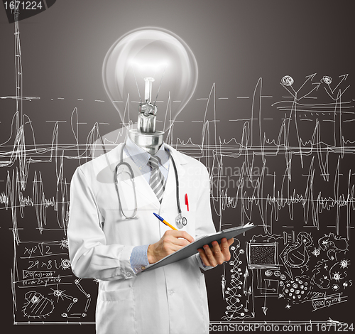 Image of lamphead doctor writing something 