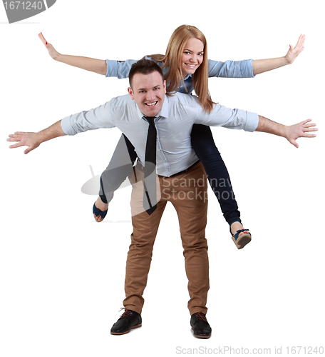 Image of Young couple having fun