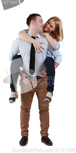 Image of Young couple having fun