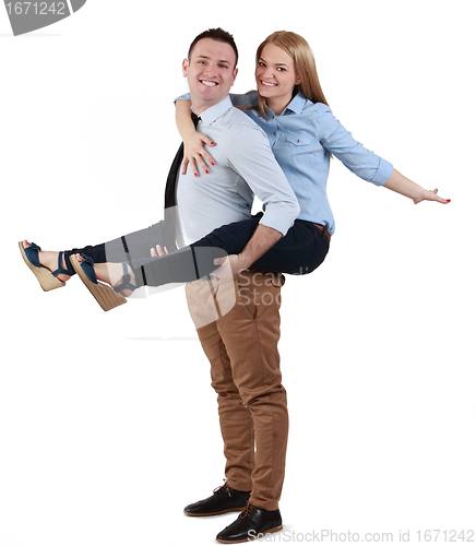 Image of Young couple having fun