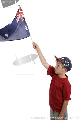 Image of Child waving Australian flag