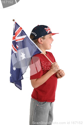 Image of Aussie boy holding a flag.