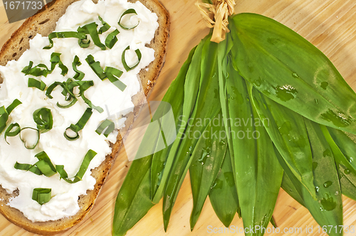 Image of bread with wild garlic and gourd