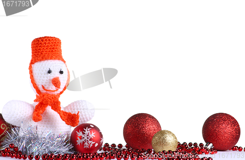 Image of White snowman at the white background