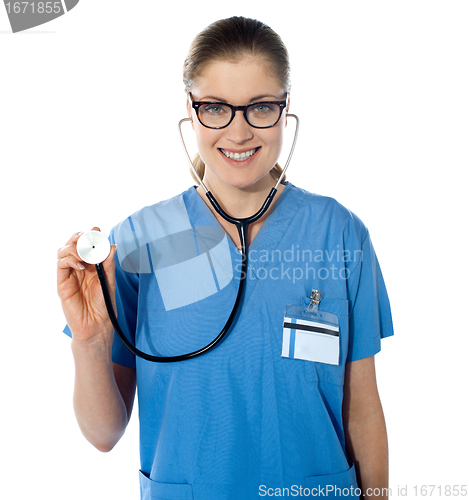 Image of Portrait of a friendly female doctor