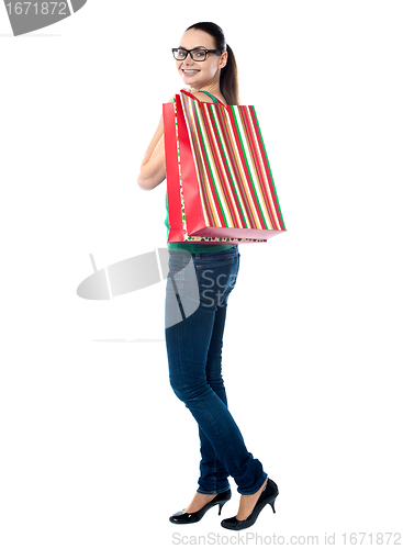 Image of Lovely woman with shopping bags