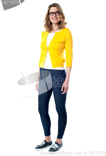 Image of Beautiful fashionable glamour girl standing