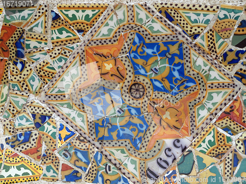 Image of Gaudi Mosaic Tiles - Barcelona, Spain