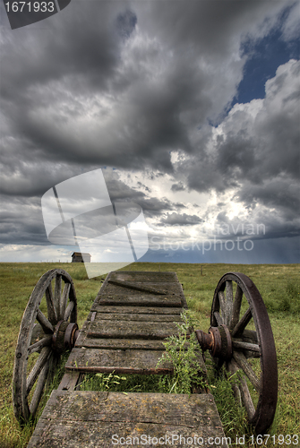 Image of Old Prairie Wheel Cart Saskatchewan