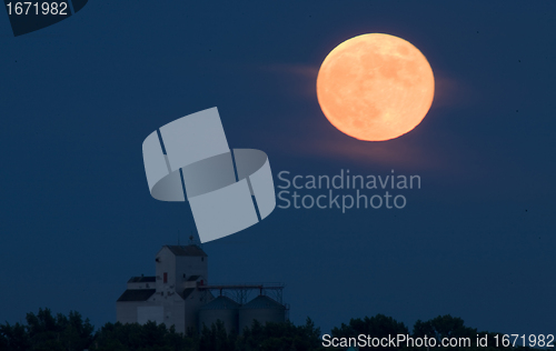 Image of Full Moon and Grain Elevator