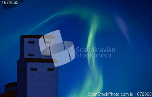 Image of Northern Lights and Grain Elevator