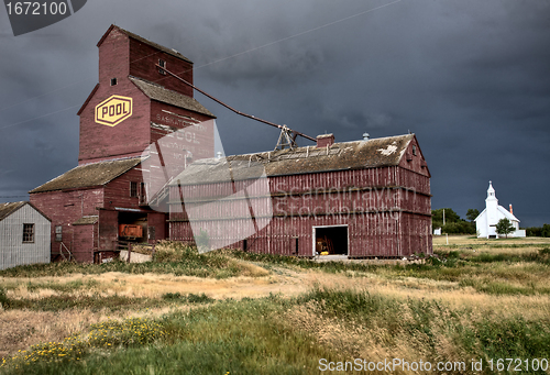 Image of Prairie Grain Elevator and Church