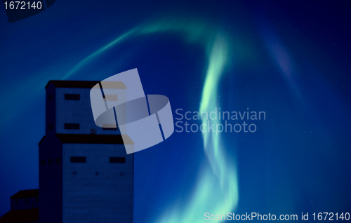 Image of Northern Lights and Grain Elevator