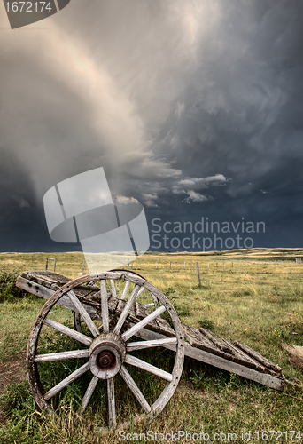 Image of Old Prairie Wheel Cart Saskatchewan