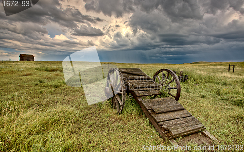 Image of Old Prairie Wheel Cart Saskatchewan