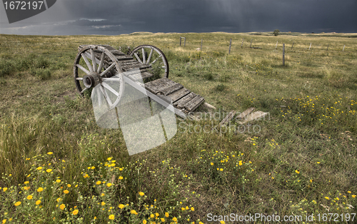 Image of Old Prairie Wheel Cart Saskatchewan