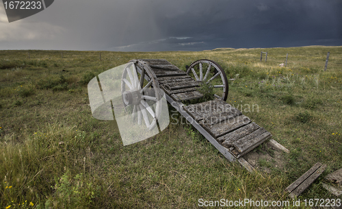 Image of Old Prairie Wheel Cart Saskatchewan